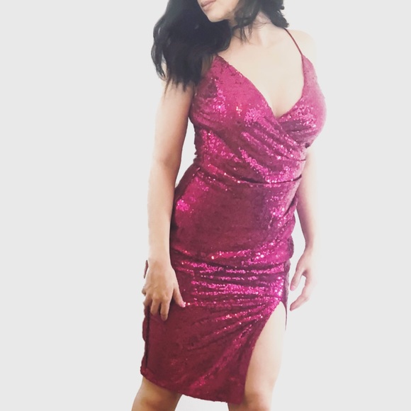 Magenta Sequin Dress - Picture 1 of 3
